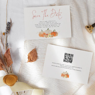 Autumnal Glittery Pumpkins QR Code Bröllop Spara Datumet