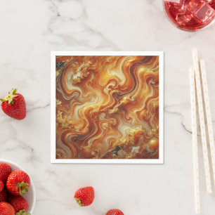 Autumnal Marble Guld & Orange Découpage Napkins Pappersservett