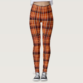 Autumnal Orange Brown Geometric Mönster Leggings