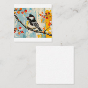 Autumnal Sergranat med Chickadee Bird Anteckningskort