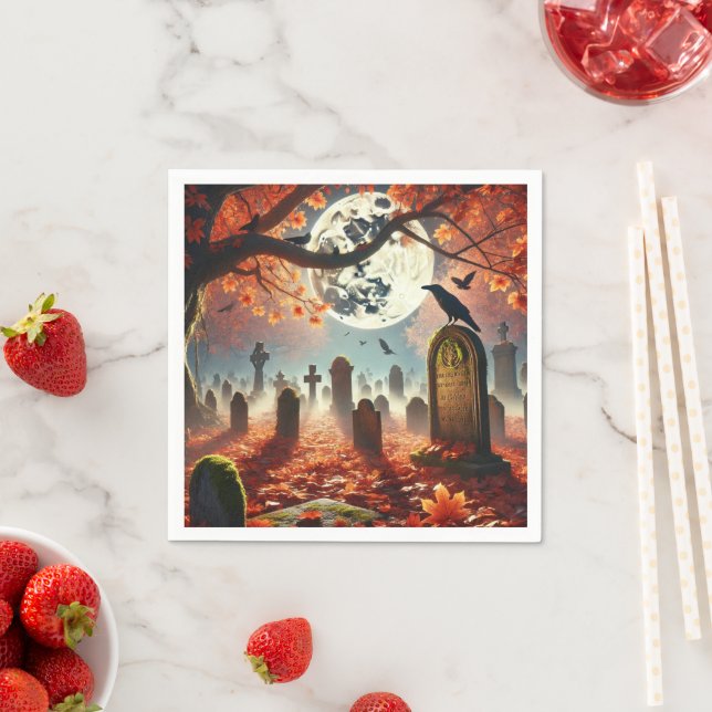 Autumnal Whimsigoth Mysterious Graveyard Decoupage Pappersservett (Insitu)