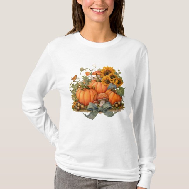 Autumncore Bow, Fall Harvest Themme T Shirt (Framsida)