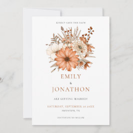 Autumnfärgsfärg Blommigtar Bröllop spara datum Datumet