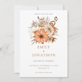 Autumnfärgsfärg Blommigtar Bröllop spara datum Spara Datumet