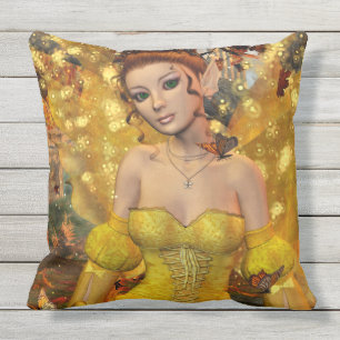 Autumns Dance Fae Fantasy Art Utomhuskudde