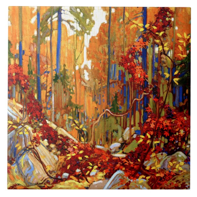 Autumn's Garland, bra konst av Tom Thomson, Kakelplatta (Framsidan)