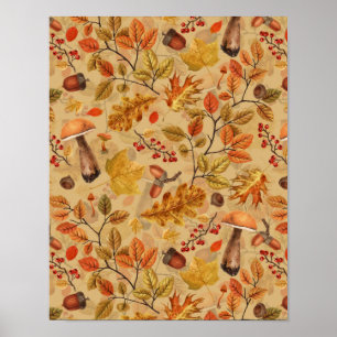 Autumnskog på ochre poster
