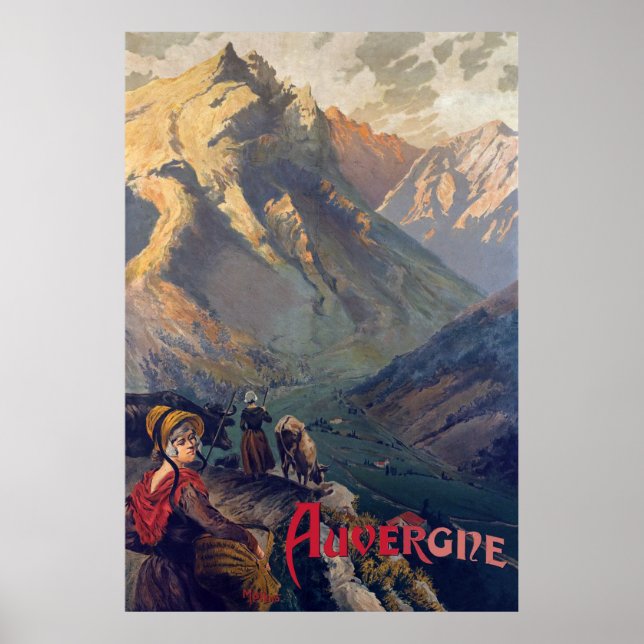 Auvergne, Bergsväg, Frankrike Poster (Framsidan)