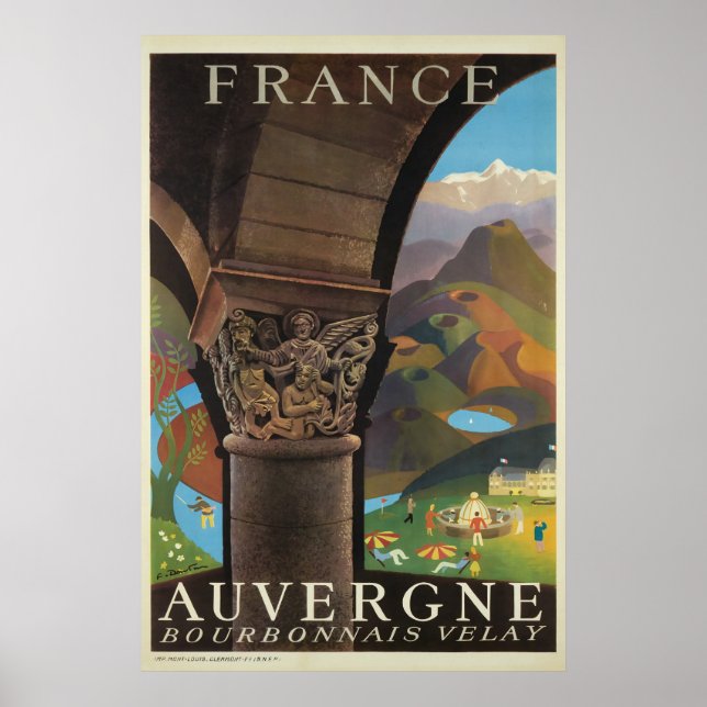 Auvergne,Frankrike,Reseposter Poster (Framsidan)