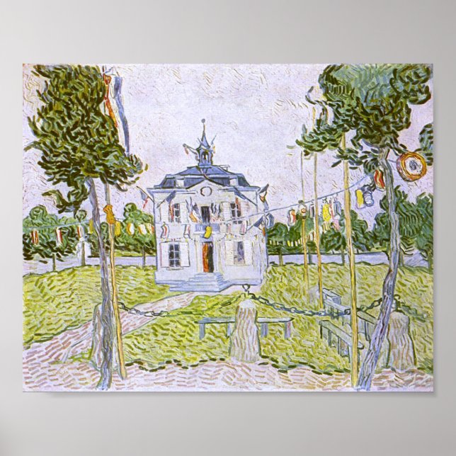 Auvers Town Hall 14 juli 1890, Vincent van Gogh Poster (Framsidan)