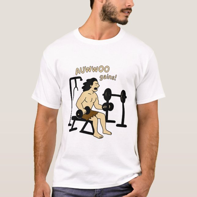 AUWWOO Gains Funny Grottman Gym Design - Fitness H T Shirt (Framsida)