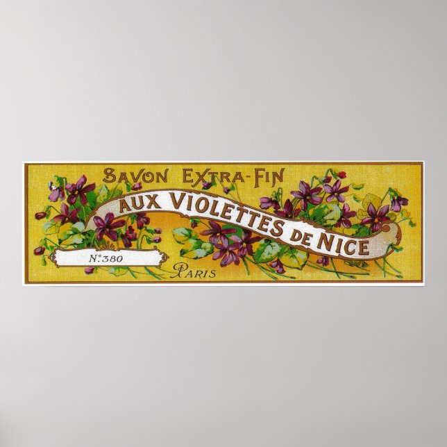 Aux Violettes De Nice Soap LabelParis, Frankrike Poster (Framsidan)