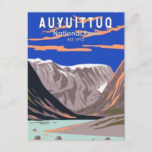 Auyuittuq National Park Canada Travel Art Vintage Vykort