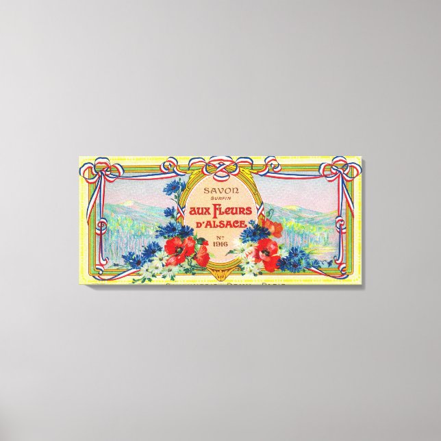 Auz Fleurs D' Alsace Soap LabelParis, Frankrike Canvastryck (Framsida)