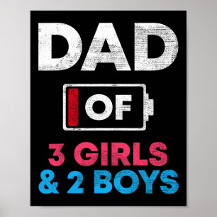 Av 3 flickor och 2 pojkar Batteri låg pappa Far39s Poster