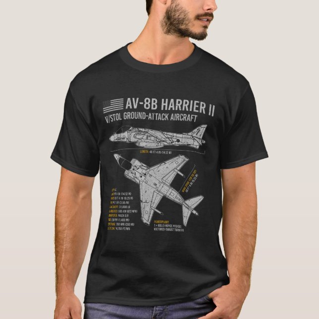 Av-8b Harrier II-flygplan Krig Flygplan T Shirt (Framsida)