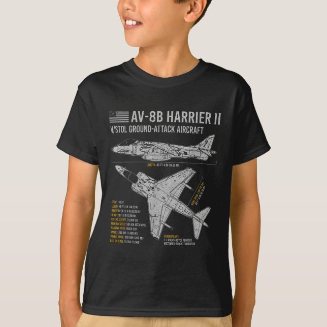 Av-8b Harrier II-flygplan Krig Flygplan T Shirt (Framsida)