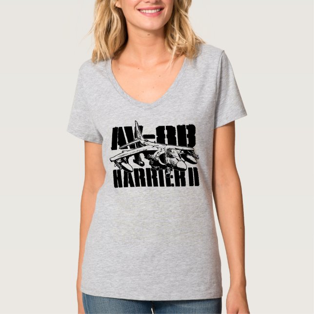 AV-8B Harrier II Hanes Nano V-Nacke T-Shirt (Framsida)