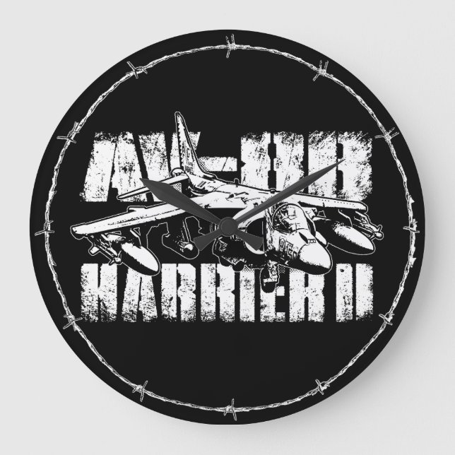 AV-8B Harrier II Round (Large) Wall Clock Stor Klocka (Framsida)