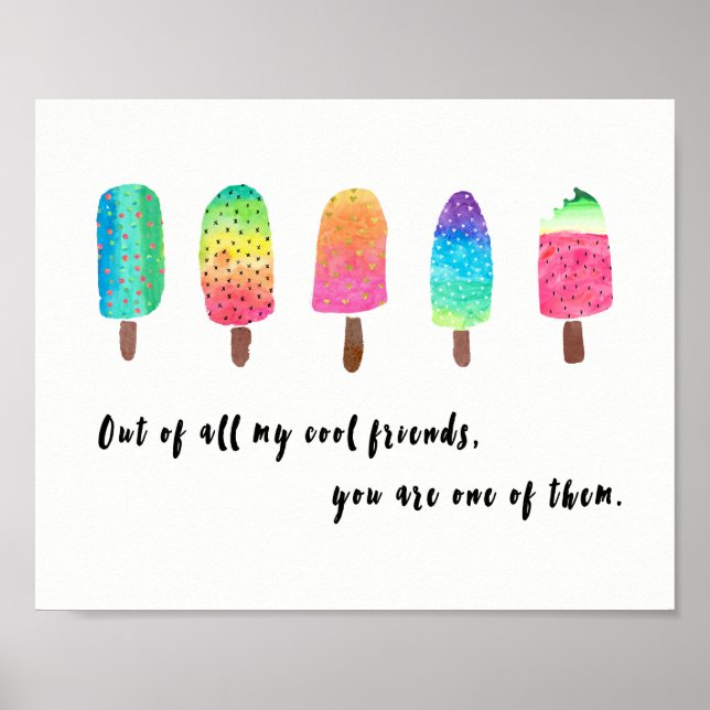 Av alla mina Coola vänner - vit med svart Poster (Framsidan)