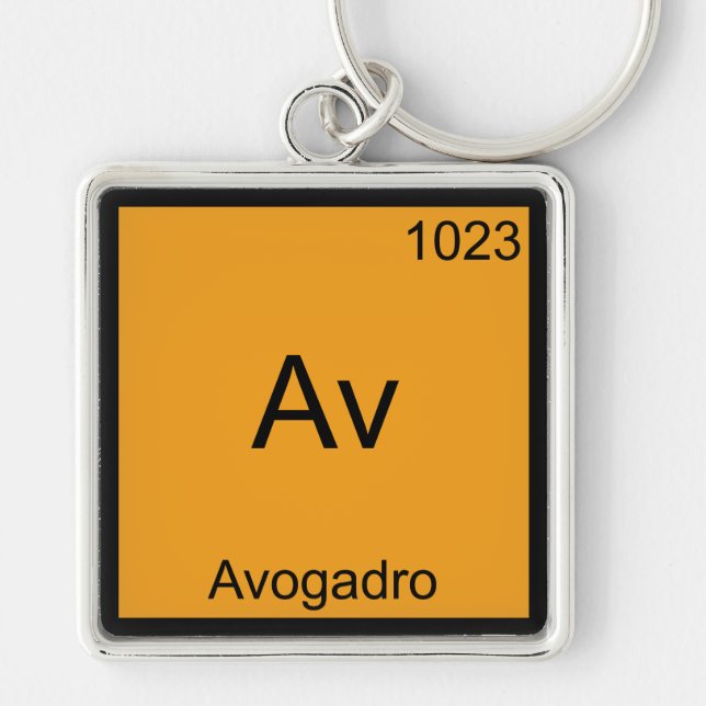 Av - Avogadro Funny Inslag kemi Symbol Te Fyrkantig Silverfärgad Nyckelring (Framsidan)