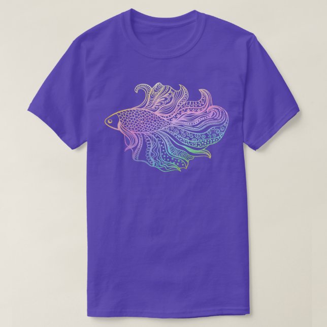 av Betta Fish Pastel Rainbow T Shirt (Design framsida)