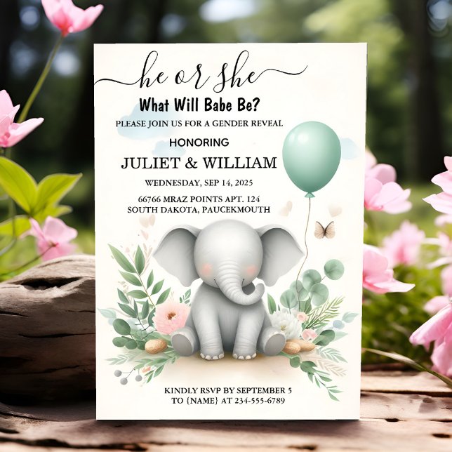 Av Big Zoo Baby White Elephant Birth Gender Reveal Inbjudningar (Skapare uppladdad)