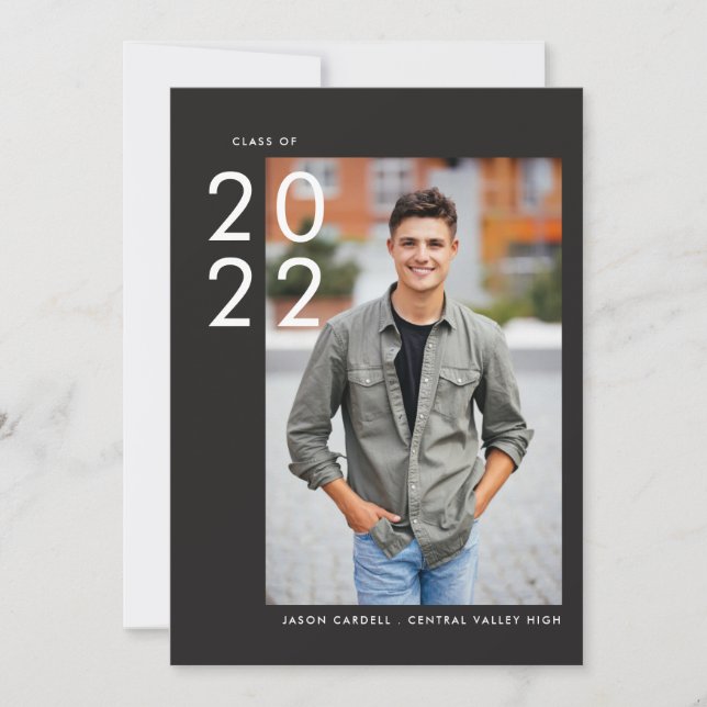 Av center | MÖRK | Foto Studenten Inbjudningar (Framsida)