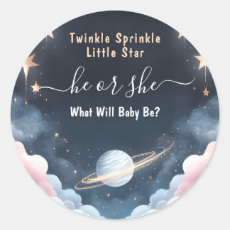 Av Cloud Twinkle Twinkle Little Star Gender Reveal Runt Klistermärke