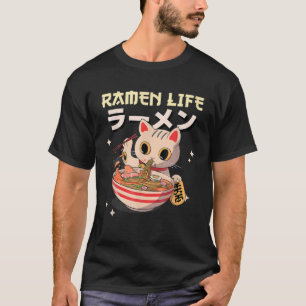 Av en kattätande Ramen på japanska Cute Kawaii Ani T Shirt