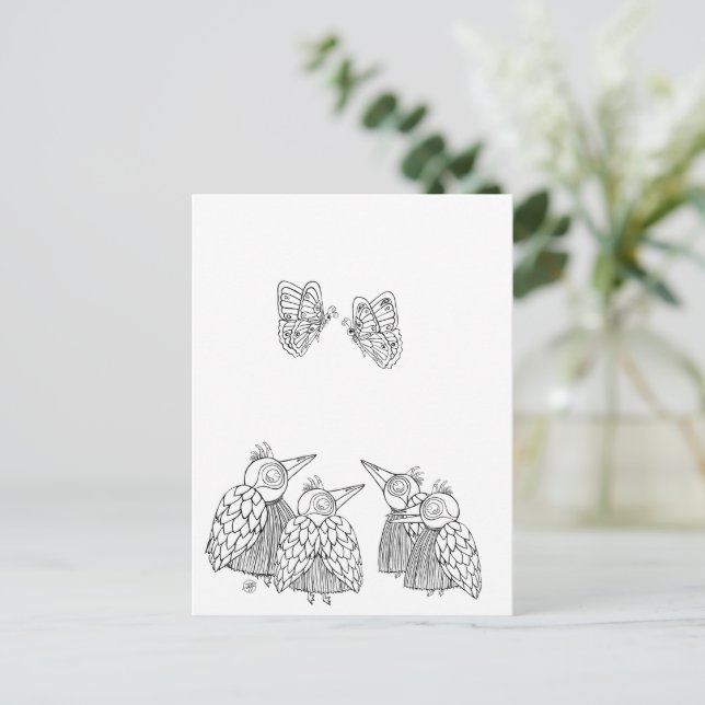 Av fåglar och fjärilar - Färg är det er Vykort (Stående Fram)