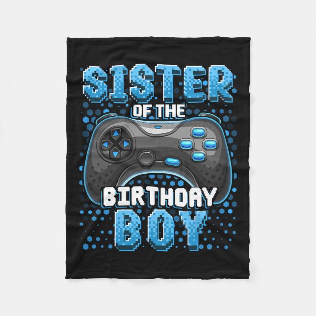 Av födelsedagspojken Matching Video Game Birthday  Fleecefilt (Framsidan)
