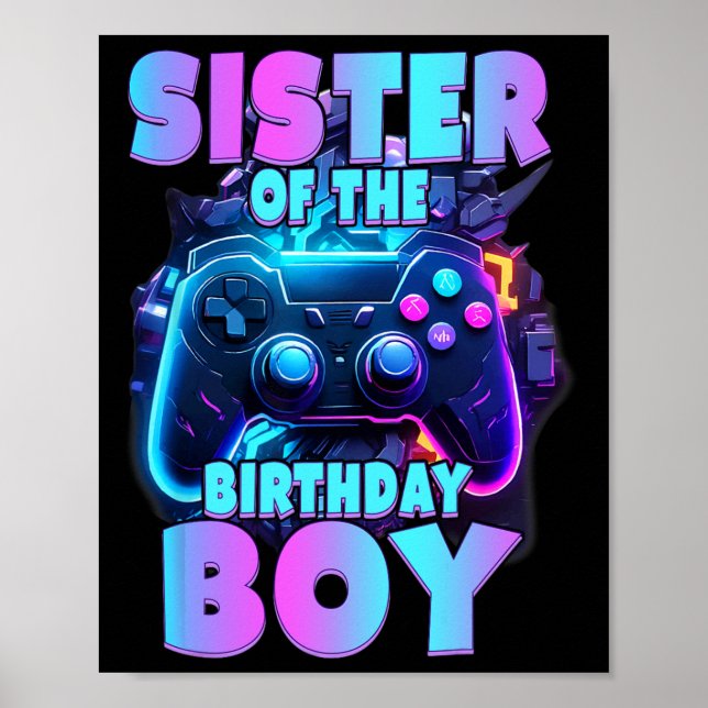 Av födelsedagspojken Matching Video Game Birthday  Poster (Framsidan)