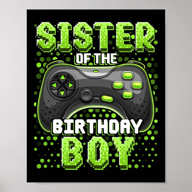 Av födelsedagspojken Matching Video Game Birthday  Poster (Framsidan)