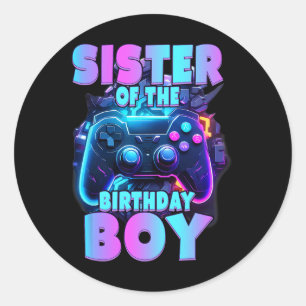 Av födelsedagspojken Matching Video Game Birthday Runt Klistermärke