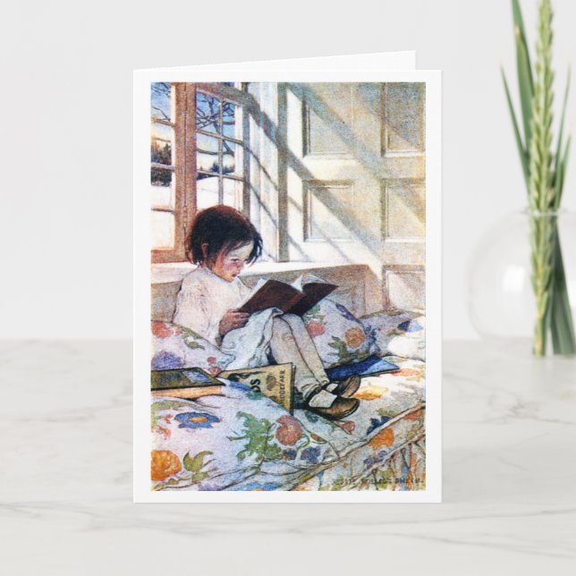 Av fönstret på Winter, Jessie Willcox Smith Kort (Framsida)