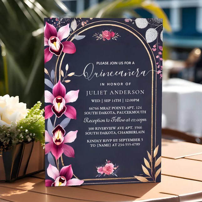 Av Glam Boll Gown Spark Mörk Navy Blue Quinceanera Inbjudningar (Skapare uppladdad)