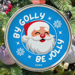 av Golly be Jolly Cute Bright Blue Santa Julgransprydnad Metall