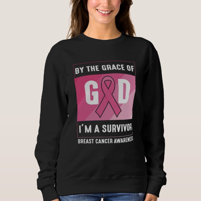Av Grace Gud Bröstcancer överlevande Christian T Shirt (Framsida)