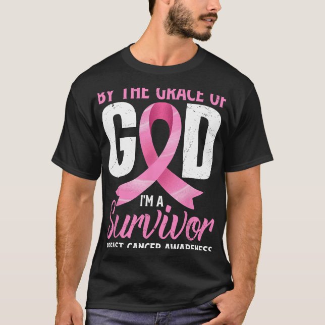 Av Grace Gud i#39;m A Survivor Breast Cancer A T Shirt (Framsida)