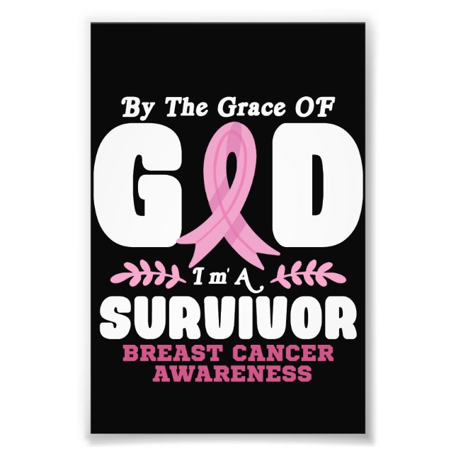 Av Grace Gud Im A Survivor Breast Cancer Fototryck (Framsidan)