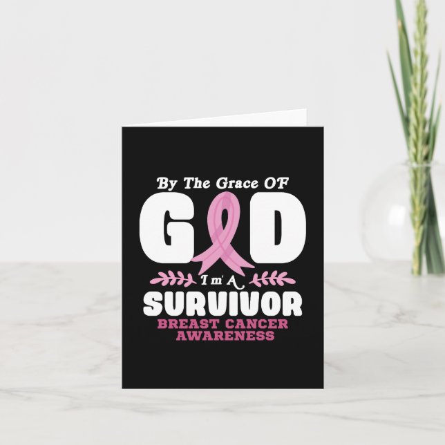 Av Grace Gud Im A Survivor Breast Cancer Tack Kort (Framsida)