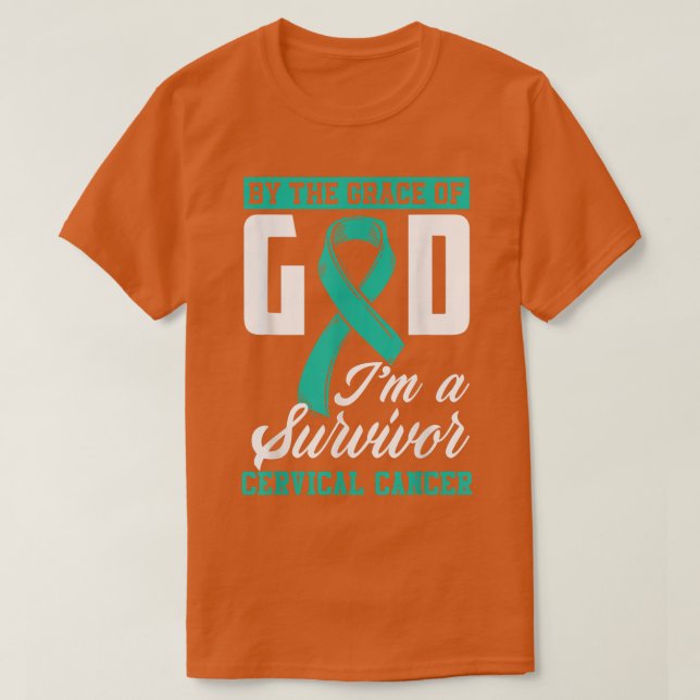 Av Grace Gud Im A Survivor Cervical Cancer Sur T Shirt (Design framsida)