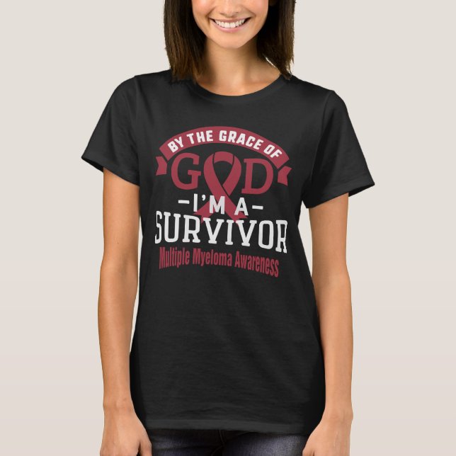 Av Gud Många Myeloma Survivor T Shirt (Framsida)