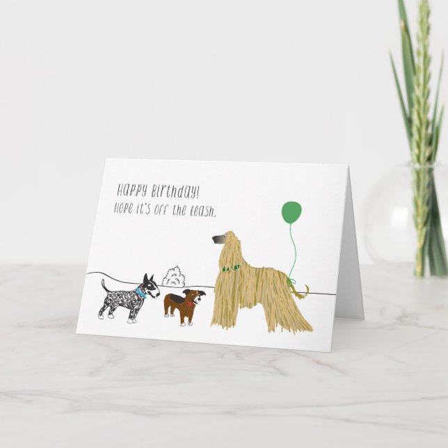 Av Hund Leash Birthday Card Kort (Framsida)