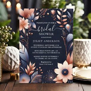 Av Hydrangea Metallic Pure Navy Blue-Möhippa Inbjudningar