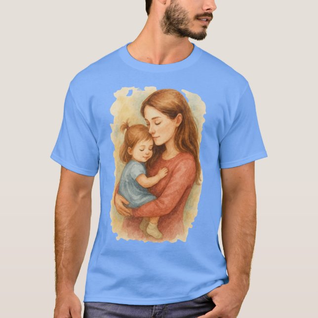 av Illustrationer av akvarellmoder och barn F T Shirt (Framsida)