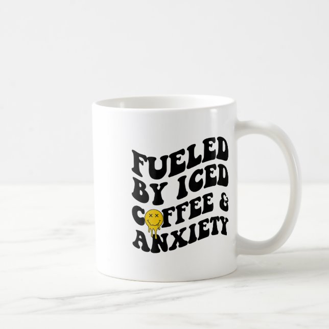 av iserad kaffe och giftig psykisk hälsa på baksid kaffemugg (Höger)