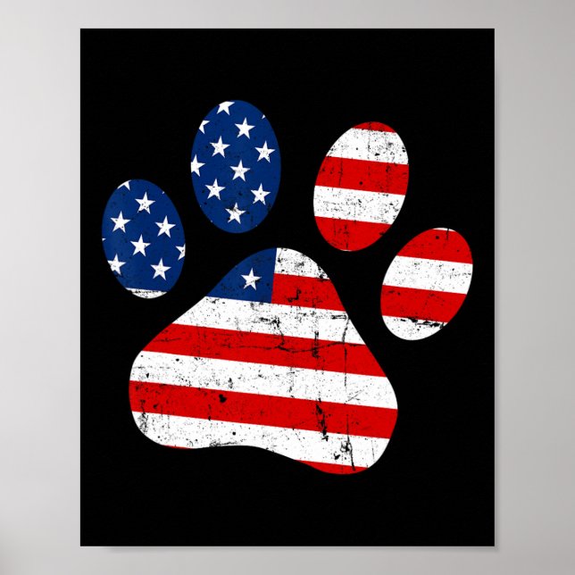 av juli Cute Hund USA Amerikanska Flagga Independe Poster (Framsidan)