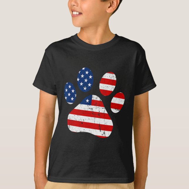 av juli Cute Hund USA Amerikanska Flagga Independe T Shirt (Framsida)